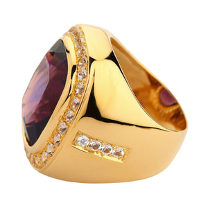 Huge Yellow Gold Mens Amethyst Ring
