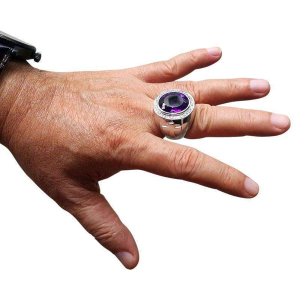 Huge Natural Amethyst Bishop Ring