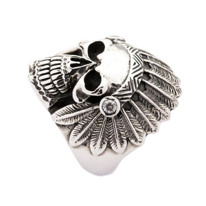 Bague crâne de motard indien en diamant