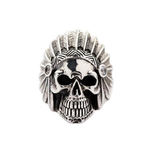 Bague crâne de motard indien en diamant