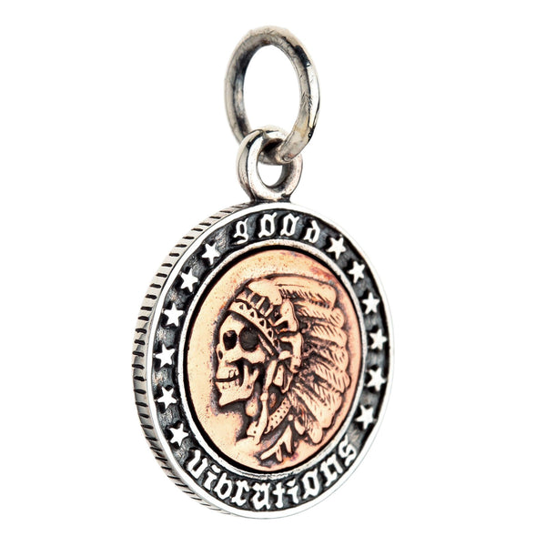 Sterling Silver Skull Indian Liberty Coin Pendant