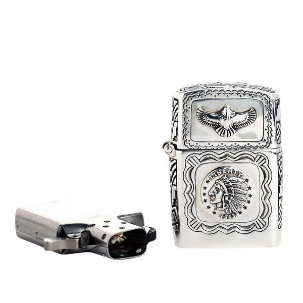 Accendino indiano Liberty Eagle in argento sterling