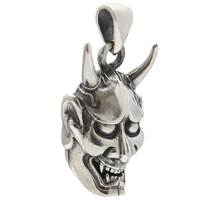 Silver Japanese Devil Oni Mask Pendant