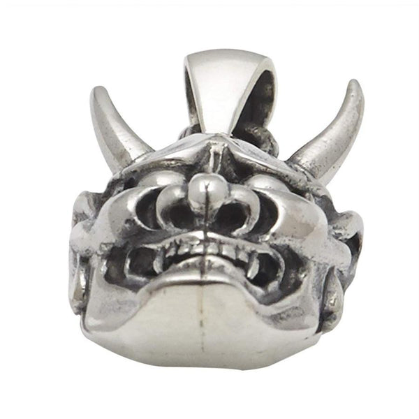 Silver Japanese Devil Oni Mask Pendant