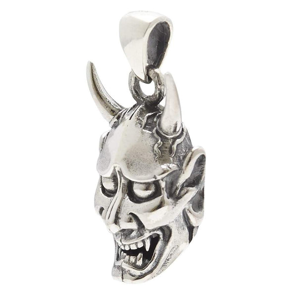Silver Japanese Devil Oni Mask Pendant