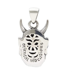 Silver Japanese Devil Oni Mask Pendant