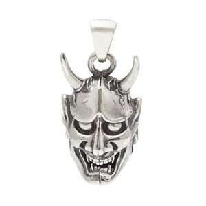 Silver Japanese Devil Oni Mask Pendant