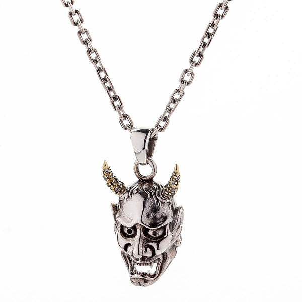 Японская маска хання дьявол готический кулон ожерелье с черепом