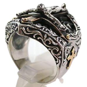 Sterling Silber Jesus Kruzifix Biker Ringe