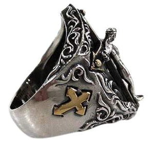 Sterling Silber Jesus Kruzifix Biker Ringe