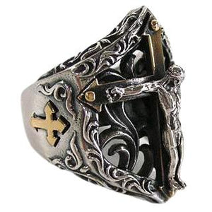 Sterling Silber Jesus Kruzifix Biker Ringe