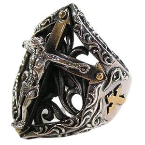 Sterling Silber Jesus Kruzifix Biker Ringe