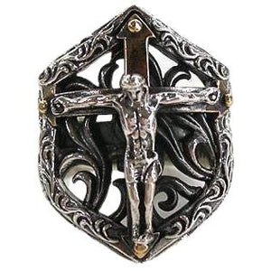 Sterling Silber Jesus Kruzifix Biker Ringe