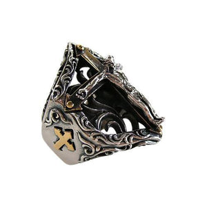 Sterling Silber Jesus Kruzifix Biker Ringe