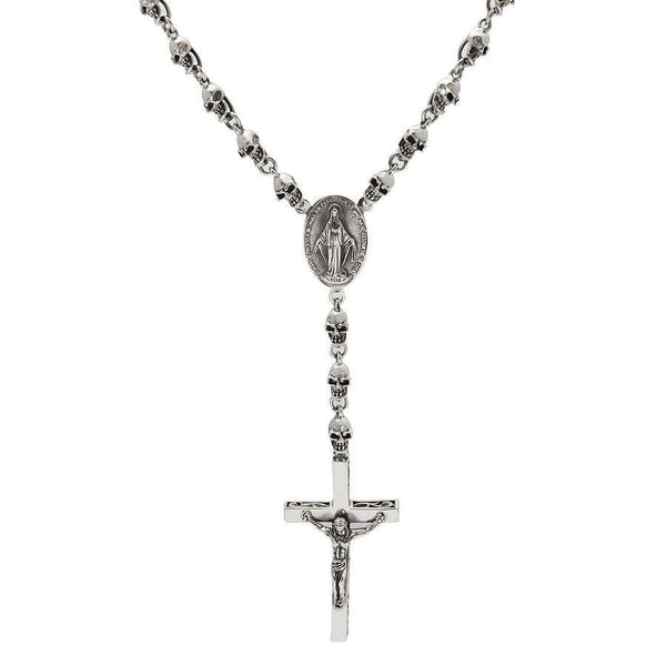 Collar gótico de plata de ley con calavera de Jesús
