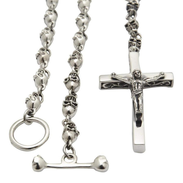 Collana gotica in argento sterling con teschio di Gesù