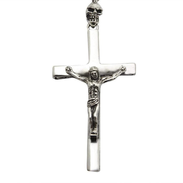 Collar gótico de plata de ley con calavera de Jesús