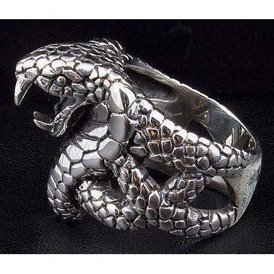 925 Sterling Silver King Cobra Gothic Ring