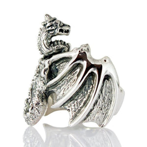 Sterling Silver Knight Dragon Ring