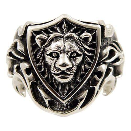 Sterling Silver Knight Lion Ring
