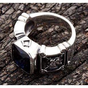 Байкерское кольцо Silver Knight с сапфировым стеклом