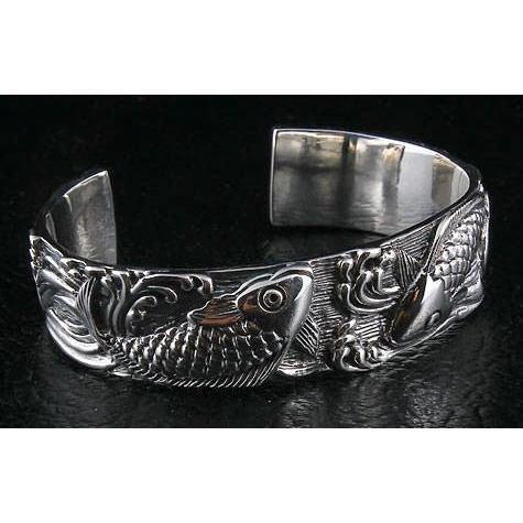 Sterling Silver Koi Bangle Bracelet