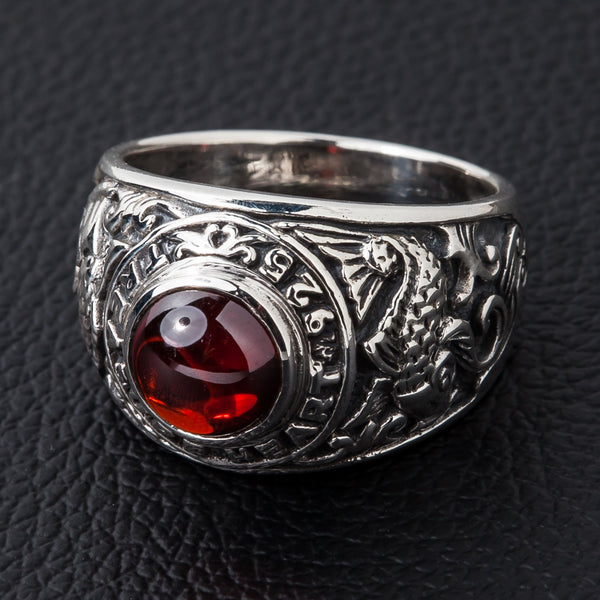 Koi Ruby Silver Mens Ring