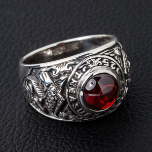 Koi Ruby Silver Mens Ring