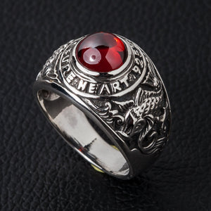 Koi Ruby Silver Mens Ring