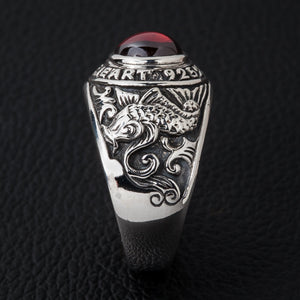 Koi Ruby Silver Mens Ring