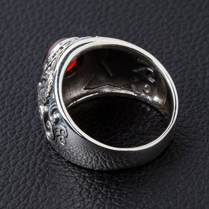 Koi Ruby Silver Mens Ring