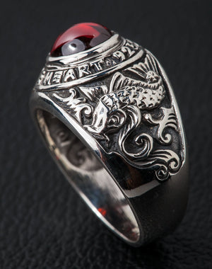 Koi Ruby Silver Mens Ring