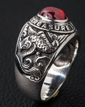 Koi Ruby Silver Mens Ring