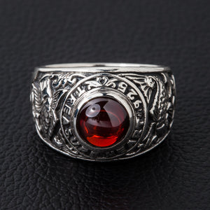 Koi Ruby Silver Mens Ring