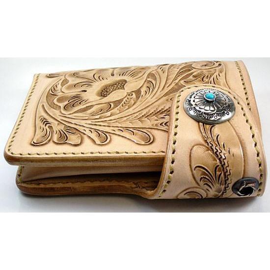 Genuine Leather Light Brown Cowboy Western Wallet
