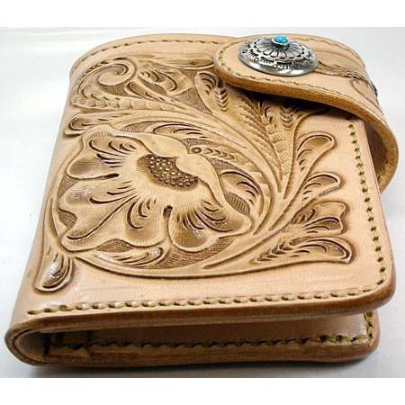 Genuine Leather Light Brown Cowboy Western Wallet