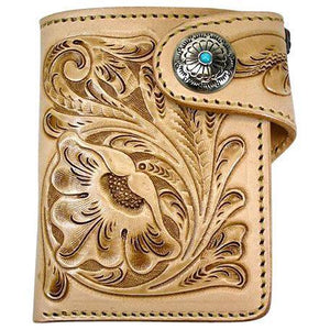 Genuine Leather Light Brown Cowboy Western Wallet