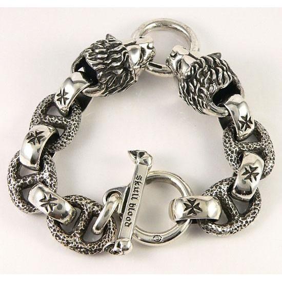 Silver Lion Head Mens Chain Bracelets