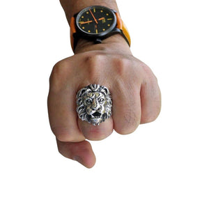 Bague Lion pour homme en argent sterling