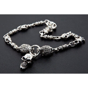 Collar de motociclista de plata de ley con calavera de león