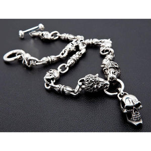 Collar de motociclista de plata de ley con calavera de león