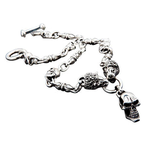 Collar de motociclista de plata de ley con calavera de león