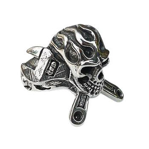 925 Silver Mechanic Skull Wrench Ring