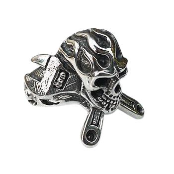 Anillo de plata 925 con llave de calavera mecánica