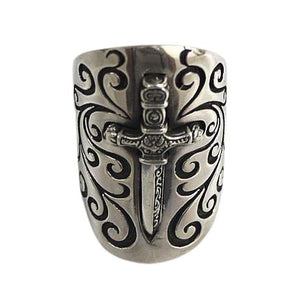 Sterling Silver Medieval Shield Sword Ring