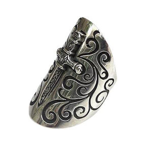 Sterling Silver Medieval Shield Sword Ring