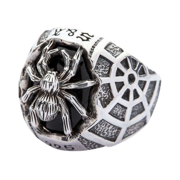 Sterling Silver Medium Black Spider Ring