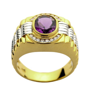 Herren Rolex Ring aus Gelbgold mit Amethyst