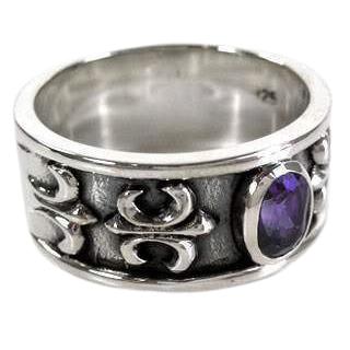 Мужское кольцо из стерлингового серебра с аметистом