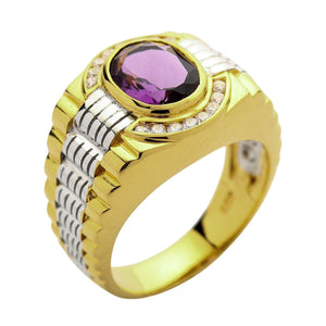 Herren Rolex Ring aus Gelbgold mit Amethyst